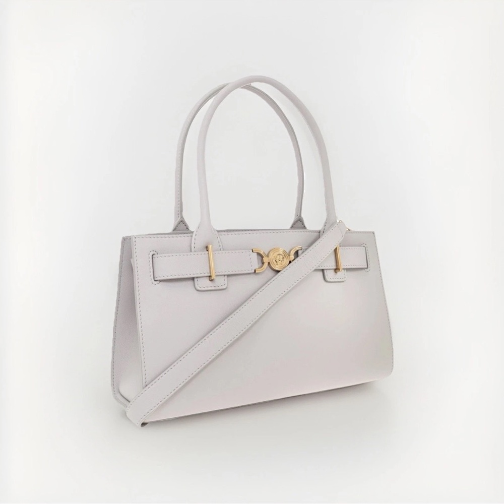 Versace Small Tote Calf Leather Grey $2190 Retail